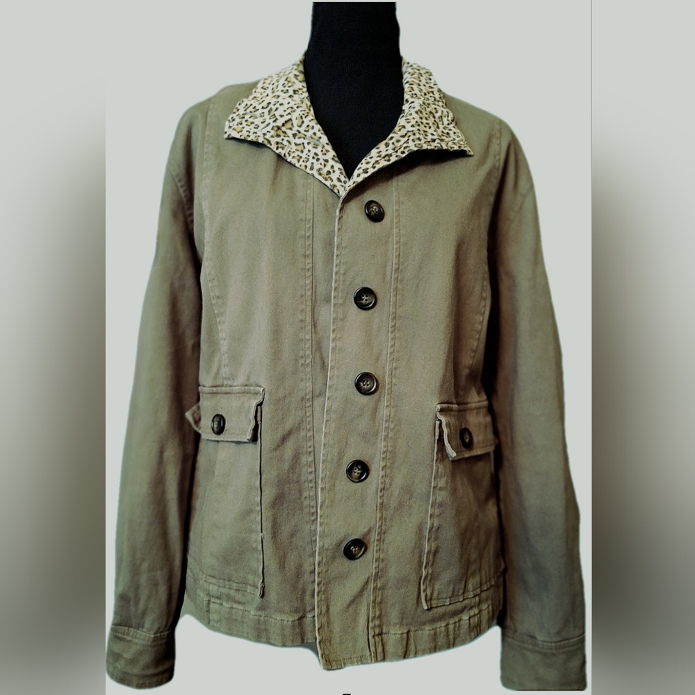 Peyton Jenson utility military army green leopard jacket Small or Med